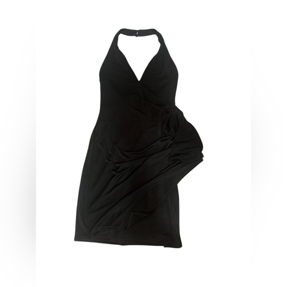 Alice + Olivia Black Halter Marx Bodycon Ruched Night Out Halter Mini Dress - Picture 10 of 13